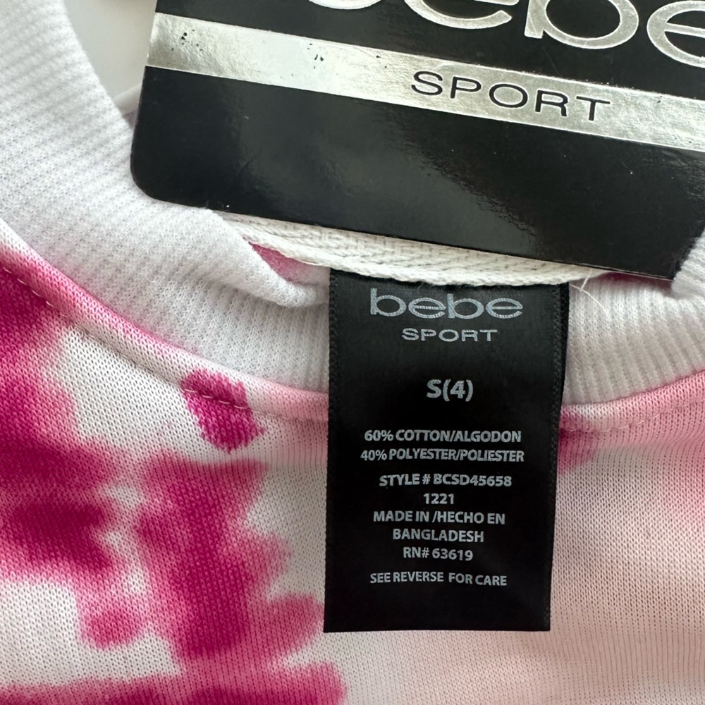 NWT BEBE SPORT GIRLS pink tie dye Sweatshirt and shorts, 2 piece set. Size 4 - Picture 8 of 8